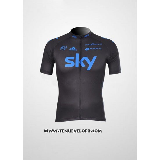 2012 Maillot Ciclismo Sky Noir et Bleu Manches Courtes et Cuissard